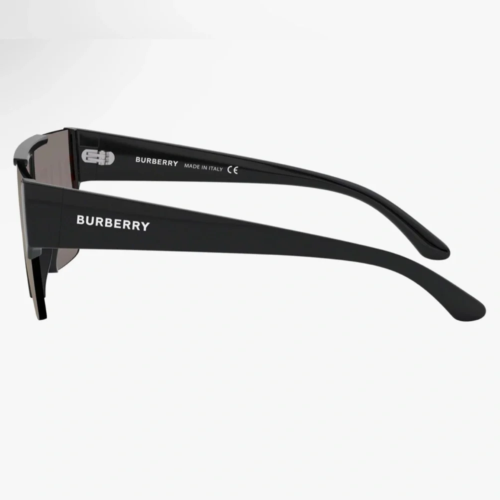 Burberry Black Plastic Rectangle Sunglasses Gold Mirror Lens - Picture 3 of 11